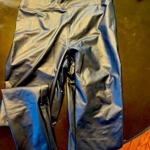 Large black leather leggings new